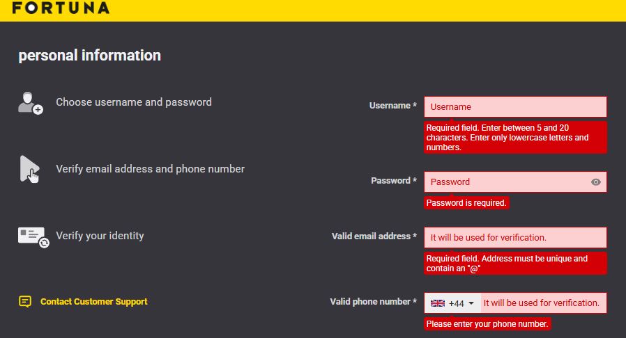 Register your account and verify personal information to get started